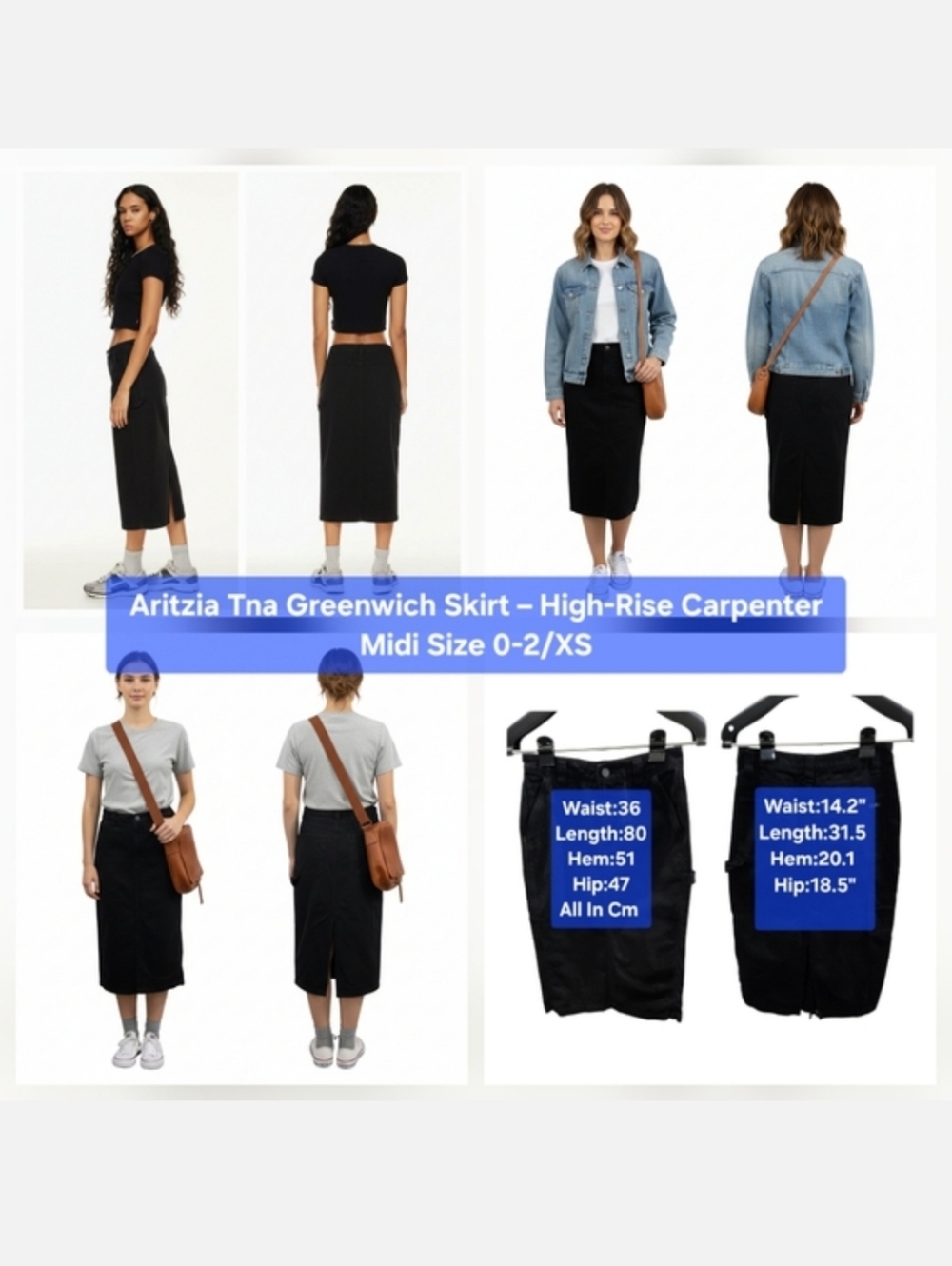 Aritzia Tna Greenwich Skirt – High-Rise Carpenter Midi Size 2